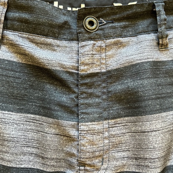 HURLEY Men's Hybrid Walk Shorts Black Gray Stripe Board Swim Surf Quick Dry 34 - Picture 3 of 9